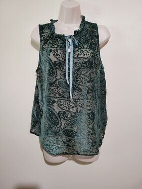 Violet & Claire Velvet Burnout Paisley Sleeveless Camisole with Tie